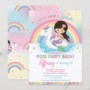 Niedliche Meerjungfrau und Unicorn Floatie Pool Ge Einladung
