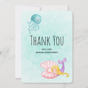 Niedliche Meerjungfrau unter Wasser Dankeskarte