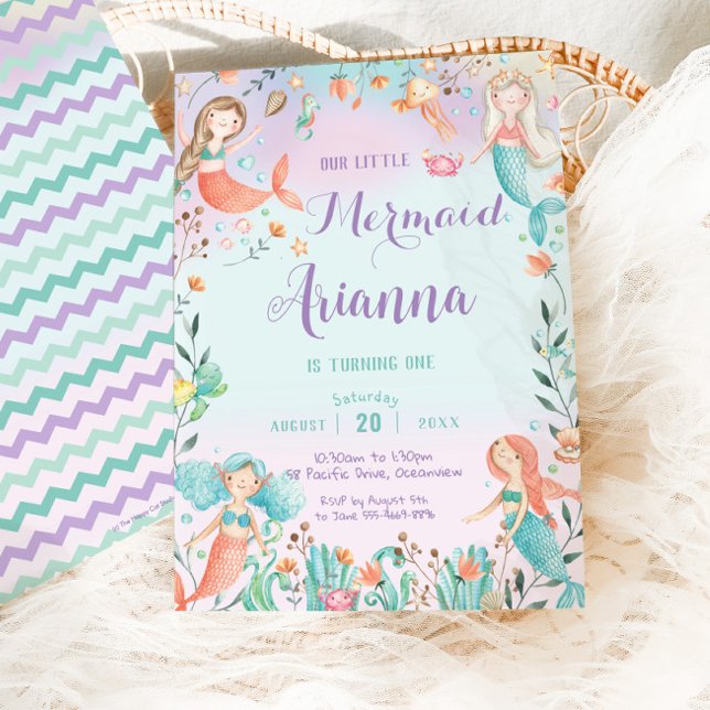 Niedliche Meerjungfrau zum Geburtstag unter dem Me Einladung (Von Creator hochgeladen)