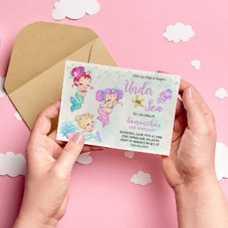 Niedliche Meerjungfrauen unter der Vogelpartei Einladung