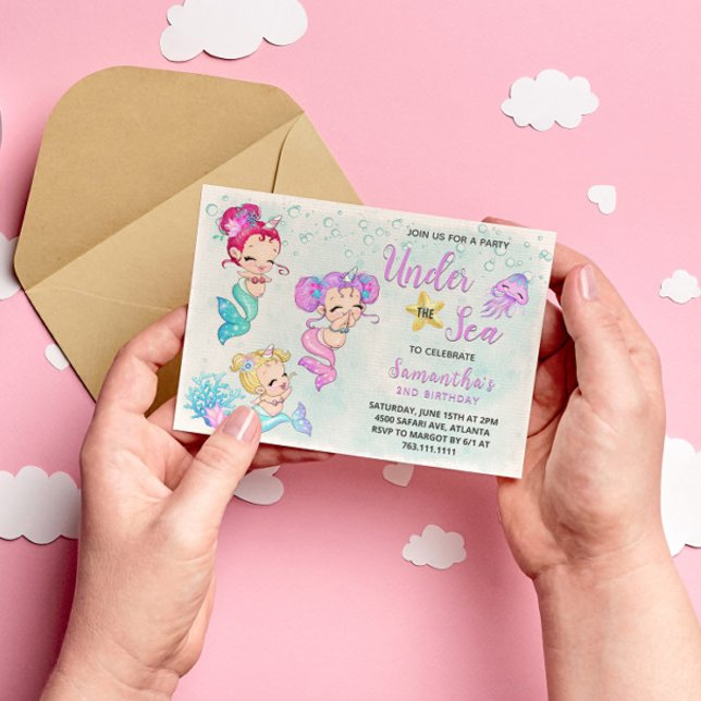 Niedliche Meerjungfrauen unter der Vogelpartei Einladung (Von Creator hochgeladen)