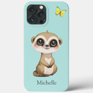 Niedliche Meerkat und Schmetterling auf Aquamarin Case-Mate iPhone Hülle