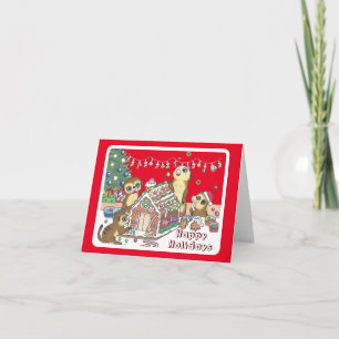 Niedliche Meerkats Faltschachtel Weihnachtskarte Feiertagskarte