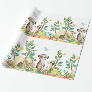 Niedliche Meerkats Fun Kids Tiere glänzende Wrappi Geschenkpapier