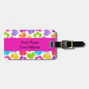 Niedliche mehrfarbige Blume und Herzen, gürtelarti Gepäckanhänger