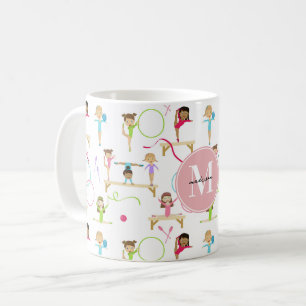 Niedliche mehrfarbige Gymnastik Kids Patternmonogr Kaffeetasse