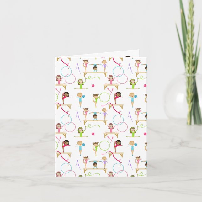 Niedliche mehrfarbige Gymnastik Kinder Karte (Vorderseite)