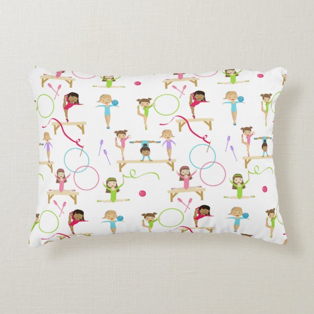 Niedliche mehrfarbige Gymnastik Kindermuster Dekokissen (Vorderseite)