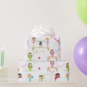 Niedliche mehrfarbige Gymnastik Kindermuster Geschenkpapier