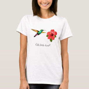 Niedliche mehrfarbige Kolibri und rote Blume T-Shirt