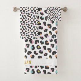 Niedliche mehrfarbige Leopardrucke Badhandtuch Set