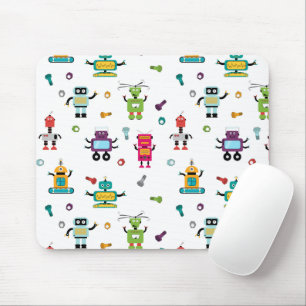 Niedliche mehrfarbige Roboter Kids Roboter Muster Mousepad