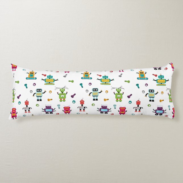 Niedliche mehrfarbige Roboter Kids Roboter Muster Seitenschläferkissen (Vorderseite)