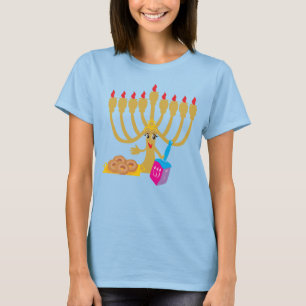 Niedliche Menorah & Dreidel Navy Blue T-Shirt