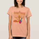 Niedliche Menorah & Dreidel T-Shirt<br><div class="desc">Hübsches T - Shirt-Kleid für ein Hanukkah-Party,  mit Niedlichen Menorah & Dreidel Design</div>