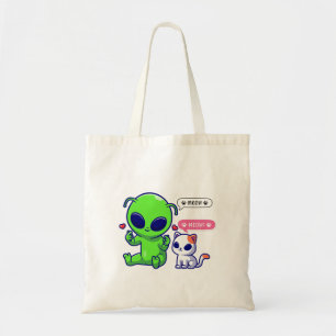 NIEDLICHE MEOKATZE MIT ALIEN TRAGETASCHE