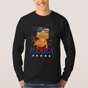 Niedliche Merica Bartete Dragon & US Flag Sonnenbr T-Shirt