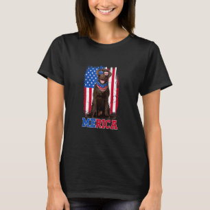 Niedliche Merica Chocolate Labrador & US Flag Sonn T-Shirt