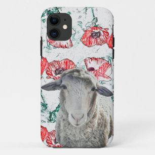 Niedliche Merino Sheep Animal Red Poppy Blume Case-Mate iPhone Hülle