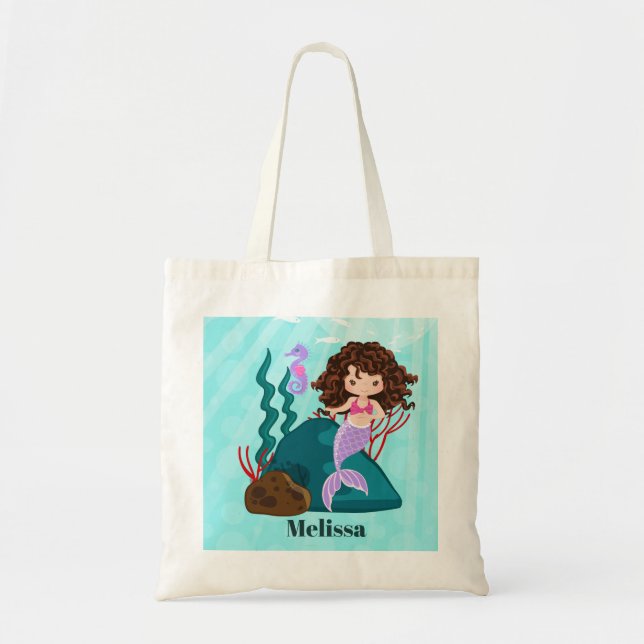 Niedliche mermadi hinzufügen Namen Mädchen Totasch Tragetasche (Vorne)