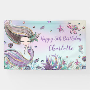 Niedliche Mermaid Birthday Pool Party Hintergrund  Banner