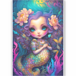 Niedliche Mermaid Fantasy Art Aufkleber