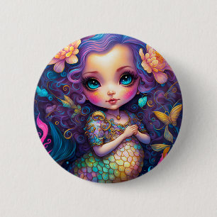 Niedliche Mermaid Fantasy Art Button
