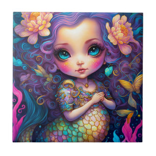 Niedliche Mermaid Fantasy Art Fliese