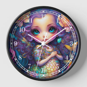 Niedliche Mermaid Fantasy Art Uhr