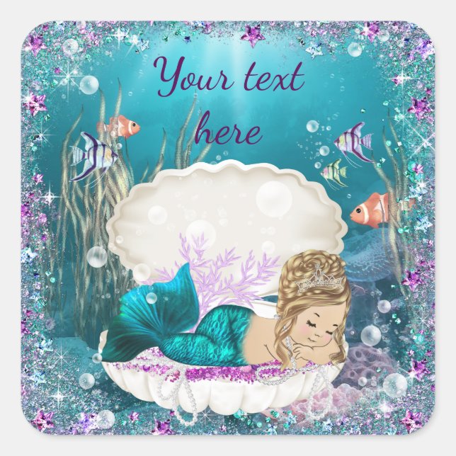 Niedliche Mermaid Girl Baby Shower Stickers (Vorderseite)