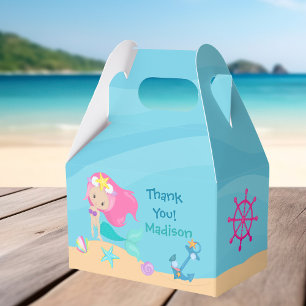 Niedliche Mermaid Girl Beach Geburtstagsparty Geschenkschachtel