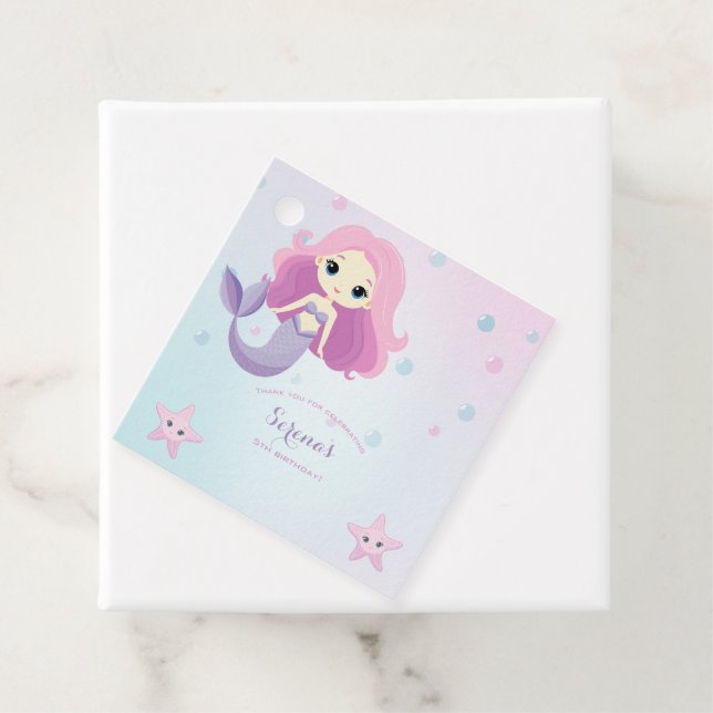 Niedliche Mermaid Girl Birthday Party Geschenkanhänger (Beispiel)
