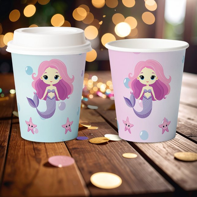 Niedliche Mermaid Girl Birthday Party Pappbecher (Von Creator hochgeladen)