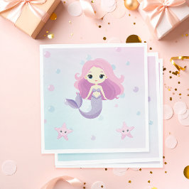 Niedliche Mermaid Girl Birthday Party Serviette