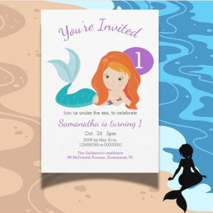 Niedliche Mermaid Goddess Birthday Party Einladung