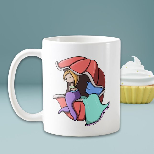 Niedliche Mermaid-Muschel Personalisiert Kaffeetasse (Von Creator hochgeladen)