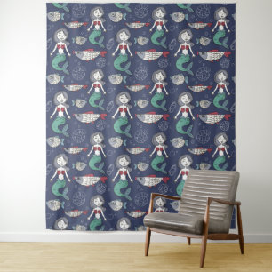 Niedliche Mermaid Muster Tapisserien Wandteppich