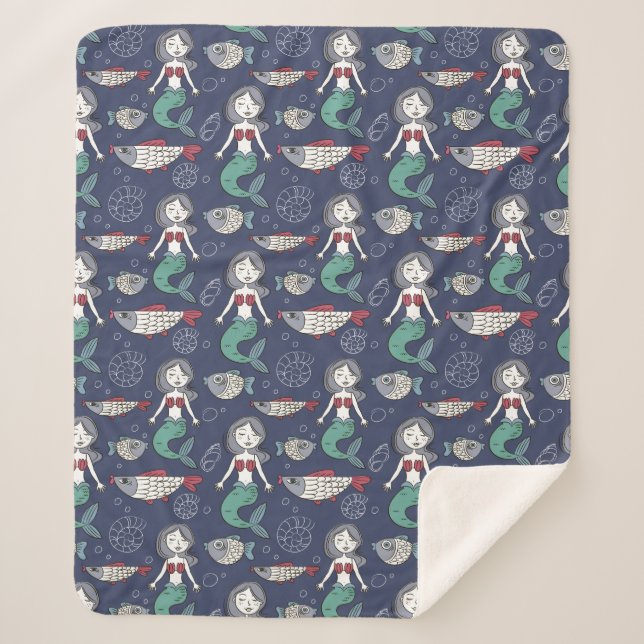 Niedliche Mermaid Pattern Decken (Vorderseite)