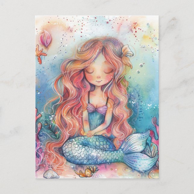 Niedliche Mermaid Postkarte (Vorderseite)