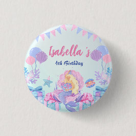 Niedliche Mermaid Rainbow Watercolor Geburtstagspa Button