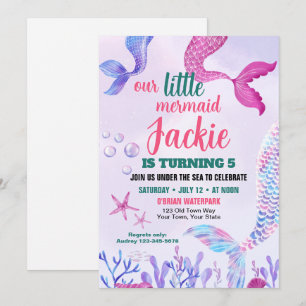 Niedliche Mermaid Schwanz Geburtstagspartei Einlad Einladung