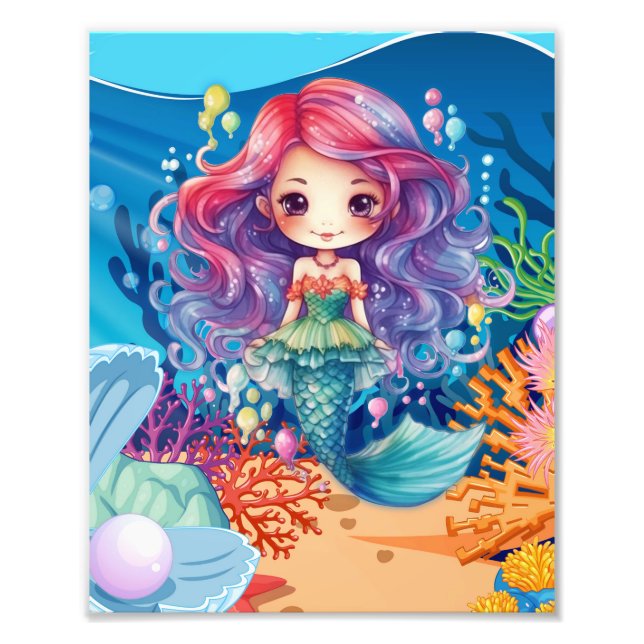 Niedliche Mermaid-Unterwasser Fotodruck (Vorne)