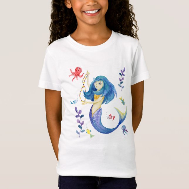 Niedliche Mermaid-Unterwasser  T-Shirt (Vorderseite)