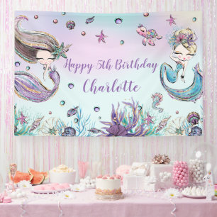 Niedliche Mermaids Geburtstag Pool Party Hintergru Banner