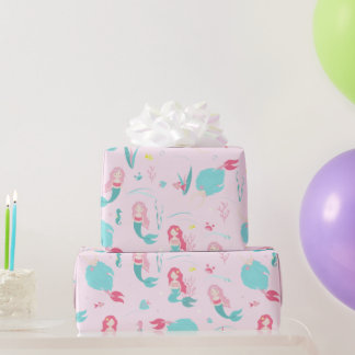 Niedliche Mermaids rosa und türkisfarbenes Muster Geschenkpapier