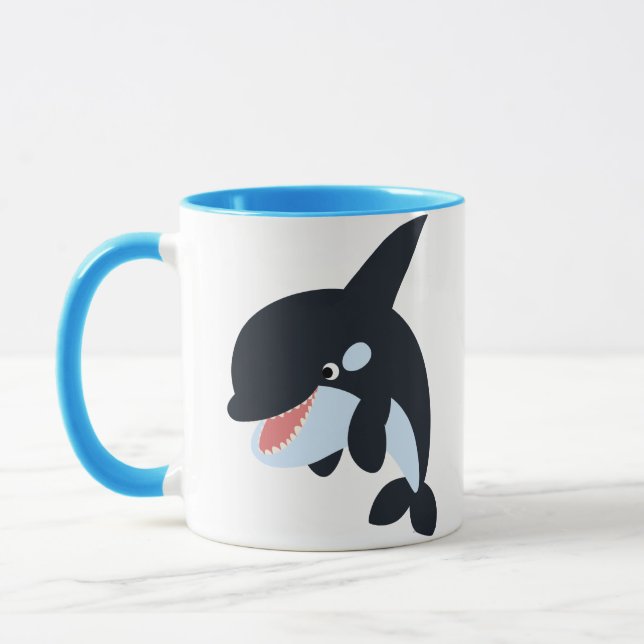 Niedliche Merry Cartoon Killer Whale Tasse (Links)