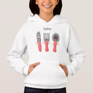 Niedliche Messergabel und Löffelbesteck Cartoon Hoodie