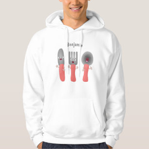 Niedliche Messergabel und Löffelbesteck Cartoon Hoodie