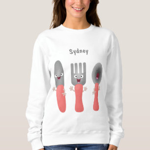 Niedliche Messergabel und Löffelbesteck Cartoon Sweatshirt