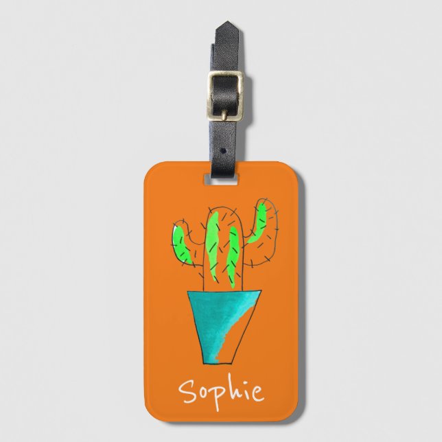 Niedliche mexikanische Kakteen-Pflanze Gepäckanhänger (Vorderseite Vertikal)